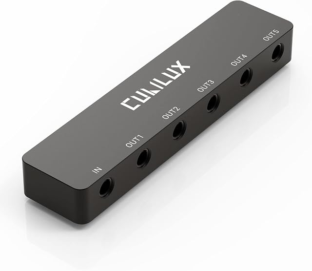 Cubilux 5-Way 3.5mm Headphone Splitter, Professional Aluminum Case 5-Channel 1/8 Stereo AUX Splitter, Multi-Port TRS Audio Share/Split Box/HUB for Speaker Earphones Laptop PC Smartphone Tablet