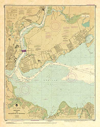 Paradise Cay Publications, Inc. Antiqued NOAA Chart 12331: Raritan Bay and Southern Part of Arthur Kill