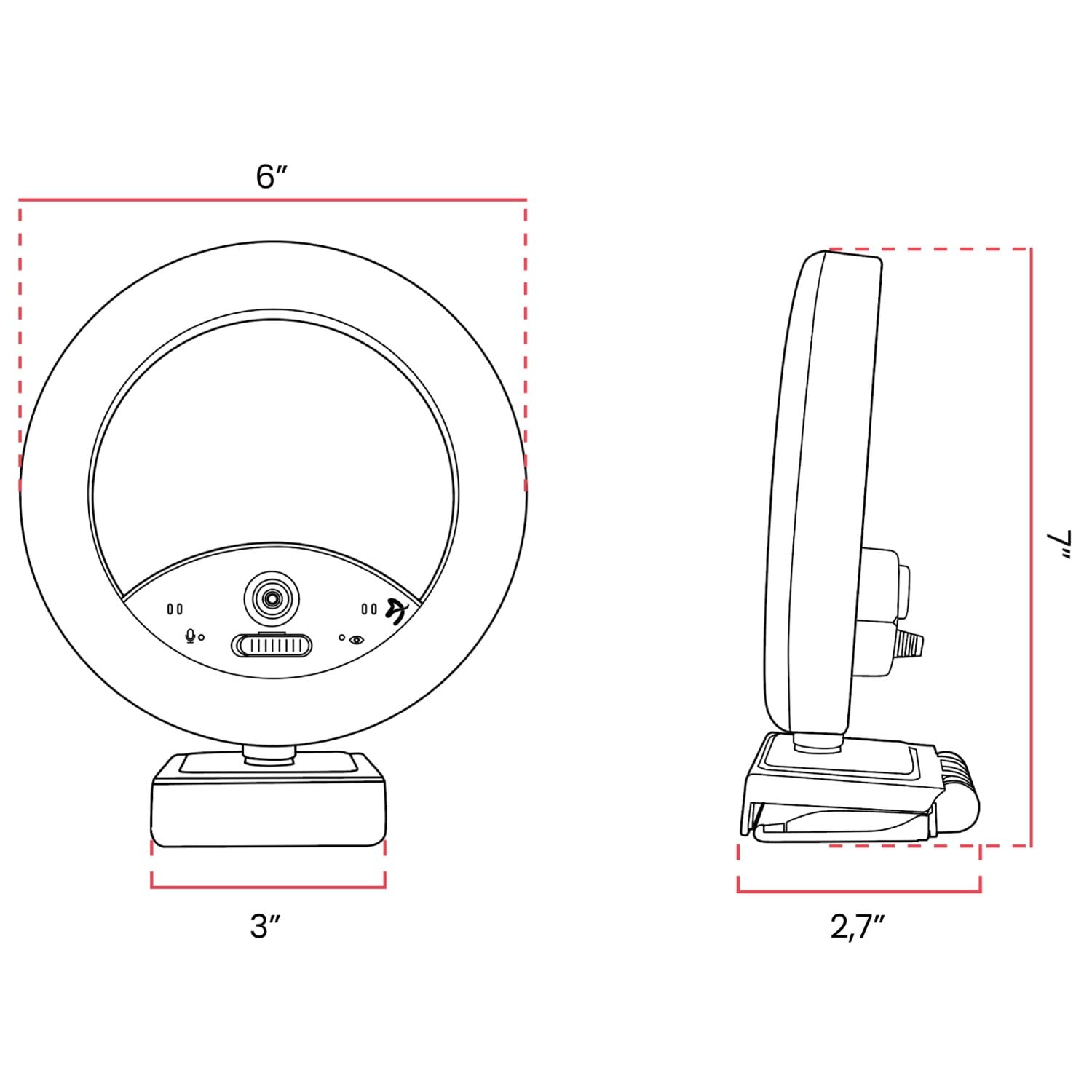 Arozzi - Occhio True Privacy Webcam with Adjustable LED Ringlight - Magnetic Privacy Cover, Dual Omni-Directional Noise Cancelling Microphones with Manual Circuit Breaker, and Full HD