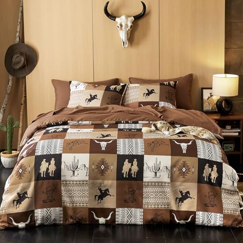 Wake In Cloud - Western Comforter Set with Sheets, Southwestern Aztec Country Horse Cowboy Rustic...