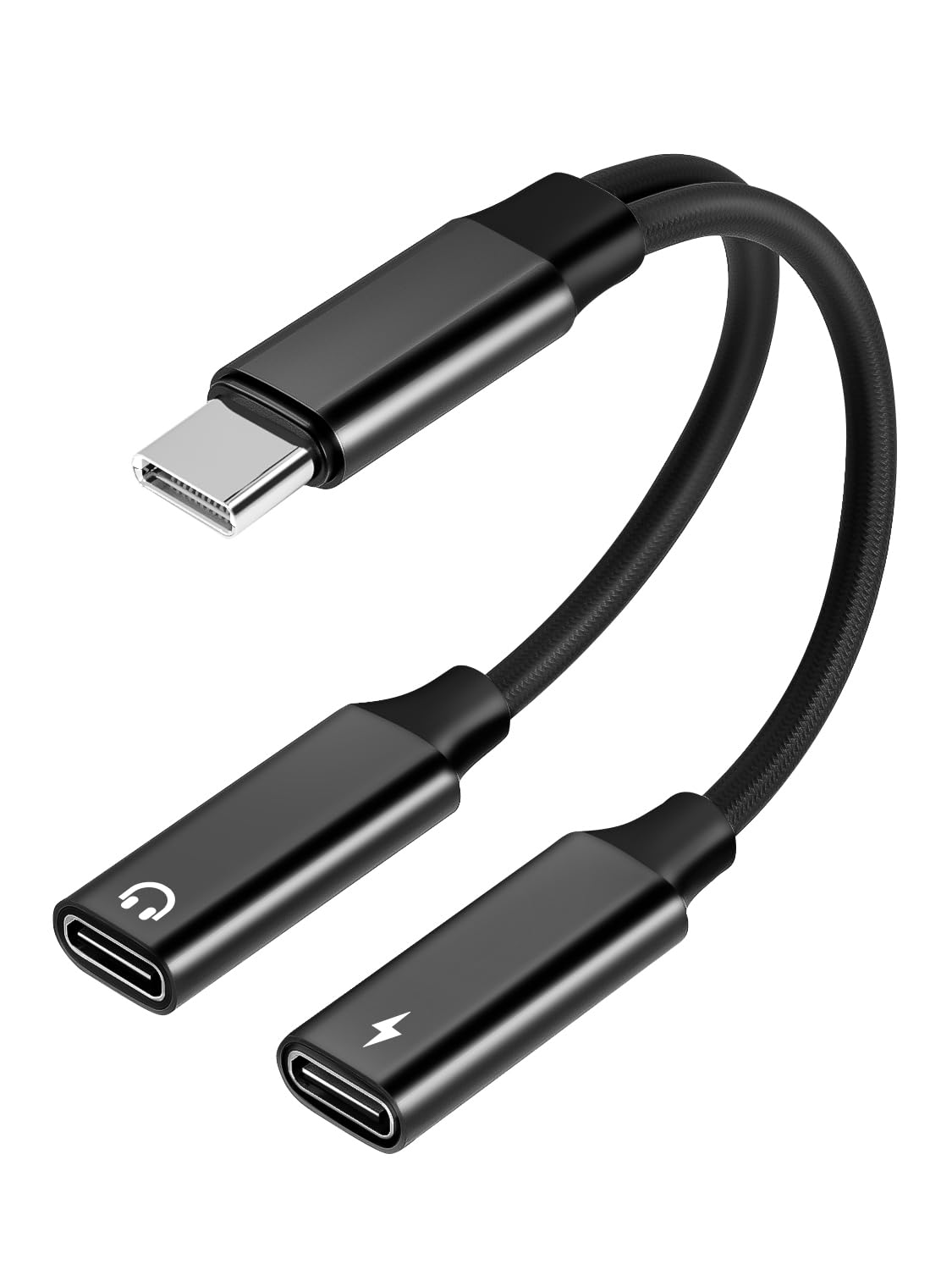 USB C Splitter 1 in 2 Out Dual USB C Type Headphone and Charger Audio Adapter, Hi-Fi Sound Quality Type C Headphone Adapter with PD 60W Fast Charging