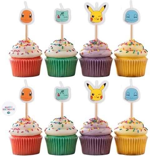 Pokemon Cake Candles | 8 Birthday Candles for Cake Decorations Cake Toppers | Pokemon Birthday Party Decorations and Supplies | Officially Licensed