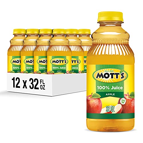 Image of Mott's 100% Original Apple Juice, 32 Fluid Ounce Bottle (Pack of 12)