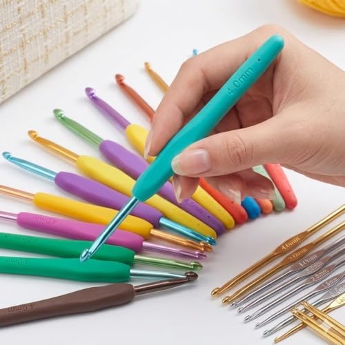 Image of MGNLR Crochet Kit for Beginners Adults with Yarn Set, DIY Tools, Hook & Needle Set, Flower Making, Embroidery & Craft Kit with Tool Bag Home Essential Accessories (White 59 Pcs)