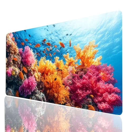 Gaming Mauspad XXL Fisch, Tier Mousepad 900 x 400 x 3mm, Wasserdicht Anti-Rutsch Schreibtischunterlage, Mouse Pad Verbessert Präzision und Geschwindigkeit, Gaming Zubehör für Schreibtisch Model-00765