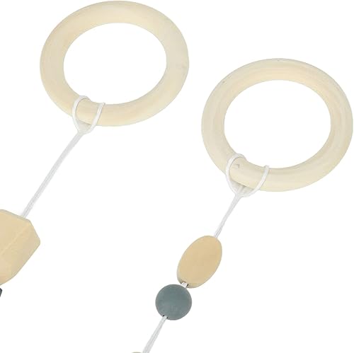 Miniatura 8 de Fydun 4 juguetes colgantes de madera, 4 piezas colgante de cochecito para bebé, juguetes de gimnasio, automóvil y para niños pequeños (gris)