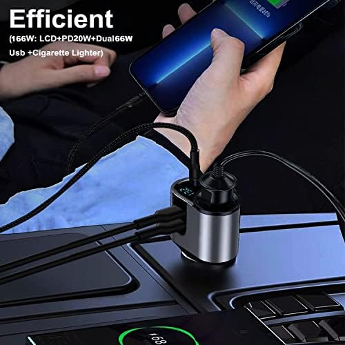 USB C Car Charger Adapter 166W, [PD3.0+Dual QC3.0] Car Cigarette Lighter Splitter, 12V/24V Car Charger Adapter for Samsung S22/S21/S20,iPhone14/13/12/11