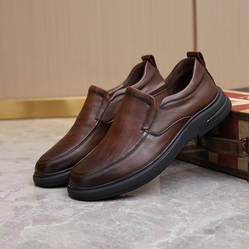 Men's Breathable Genuine Leather Brogue Oxfords Mens Business Casual Loafers Formal Oxford Slip On Dress Shoes4