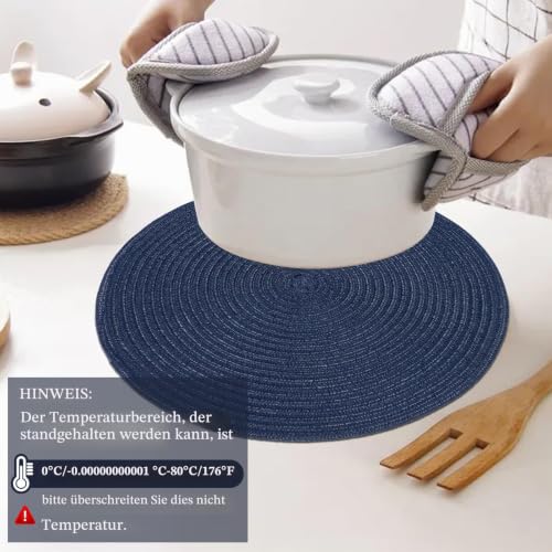 Pauwer Rund Abwaschbar Tischset Platzset und Untersetzer 6er Set, Geflochten Hitzebeständig Tischmatten Waschbare rutschfest Platzdeckchen… – Ansicht 2