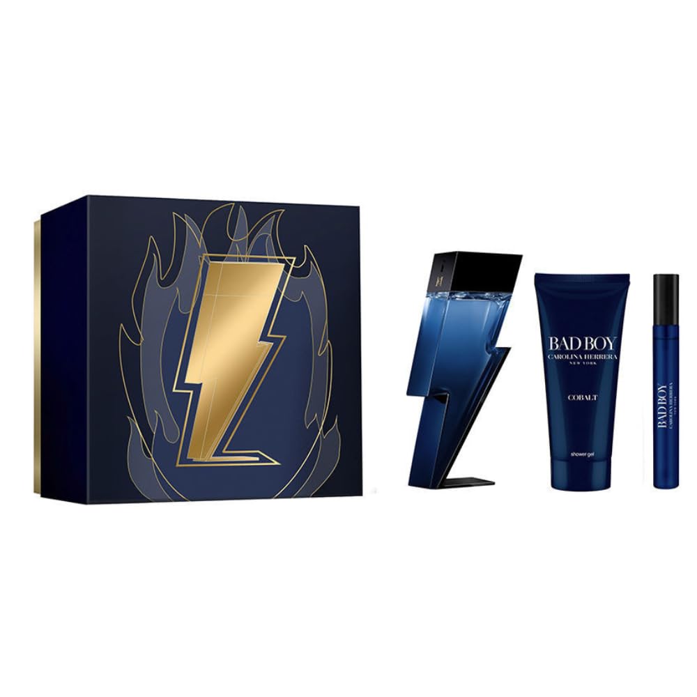 Carolina Herrera Bad Boy Cobalt Eau de Parfum 100ml Gift Set (Contains 100 ml EDP, 100ml Shower Gel and 10ml Travel Spray)