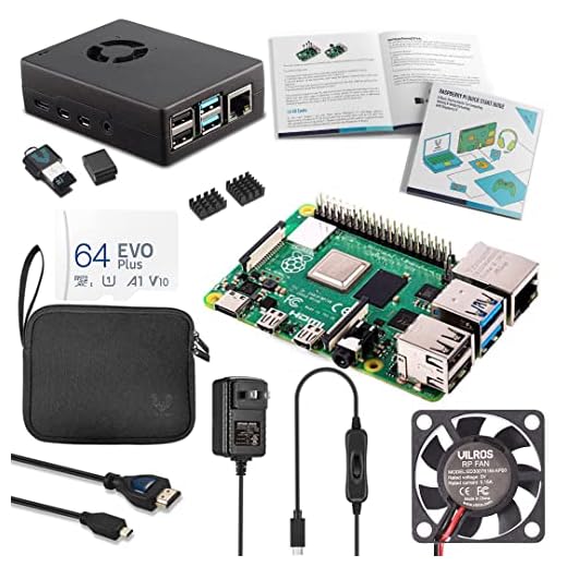 Vilros Raspberry Pi 4 8 GB Starter Kit Completo con Ventola Raffreddata Heavy Duty Cassa in Lega di Alluminio (Custodia Nera)