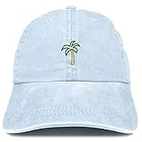 Trendy Apparel Shop Palm Tree Embroidered Washed Cotton Adjustable Cap - Light Blue