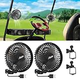 Roykaw Golf Cart Fan Portable USB Input Compatible with EZGO Club Car Yamaha, 3-speed Settings, 360 Degree Rotation, Long Lasting, Low Noise Designed, Quick Release & Won't Fall off