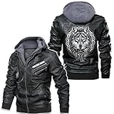 orealexpress Men's Viking Norse Norsemen Odin's Wolf on Men Personalized PU Leather Vest Coat Motorcycle Black Jacket