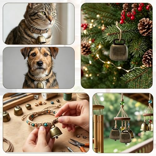 10 Stück Kuhglocke Handwerk, Ziegenglocke Bauernhof Tierglocken Glocken Metall Haustiere DIY Dekoration Anti-Diebstahl Sehr Laute Für Rinder Kuh Pferd Schafe