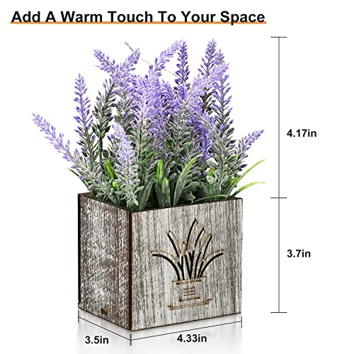 Kinkota Artificial Eucalyptus Potted Plant With Led Lights, 3Pcs Fake Plants In Pot For Home Decor, Faux Lavender Plants And Flower Indoor In Wooden Box Pots, Small Table Centerpieces For Kitchen #TOP3