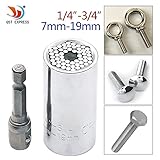 QST Wrench Bushing Set 7-19MM in 1Set Magic Spanner Wrench Universal Socket Adapter Ratchet Wrench Fool inch Sleeve Piece (2in 1)