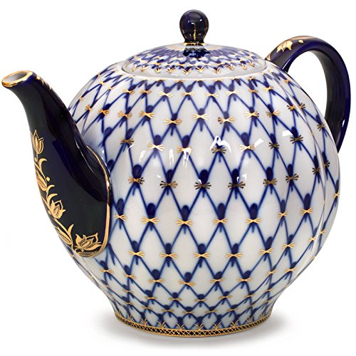 Imperial / Lomonosov Porcelain Teapot 'Cobalt Net' 2 Liters