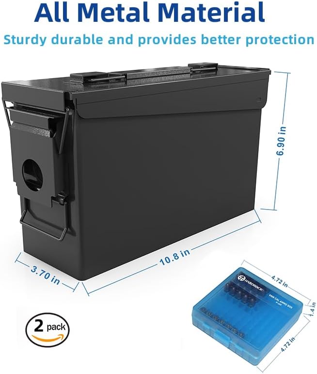 Miniatura 2 de PATRON 30 Cal munición lata metal 0.354 in caja de munición caja de almacenamiento para escopeta bala rifle Nerf munición impermeable organizador de
