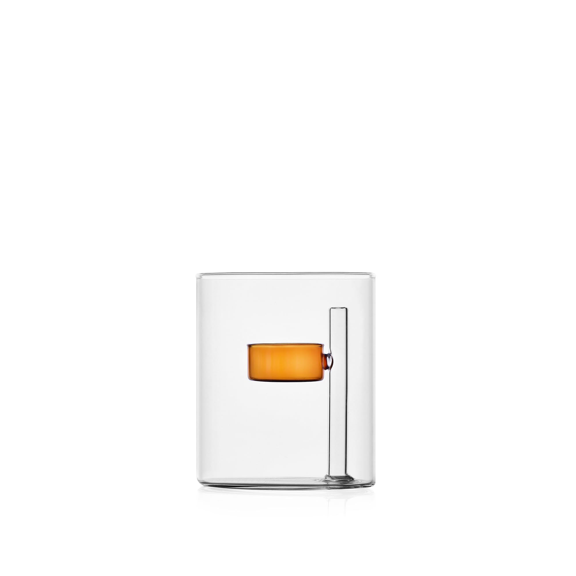 Ichendorf Milano Tealight 1 Candle, Amber, Iris Collection, H12 cm, Borosilicate Glass, Handmade
