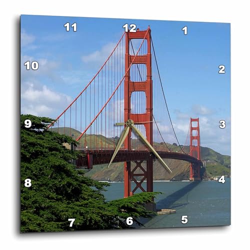 3dRose DPP_21694_1 Golden Gate Bridge San Francisco Wall Clock, 10 by 10-Inch
