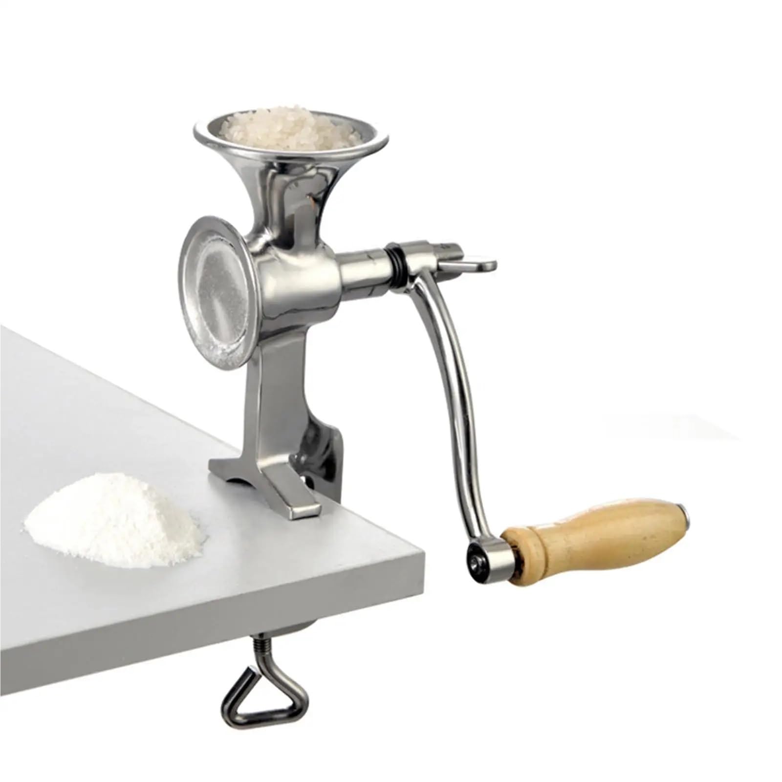 Picadora de Carne Manual, Molinillo de Granos Manual, Plateado, 9,45 x 7,09 Pulgadas, Acero Inoxidable, manivela compacta
