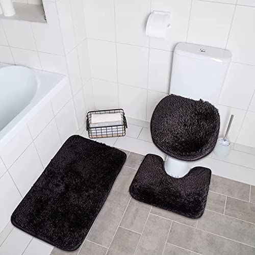 LaoSShu 3-teiliges Badezimmerteppich-Badematten-Set, rutschfeste, saugfähige Shaggy-Teppiche mit U-förmigem… – Bild 8