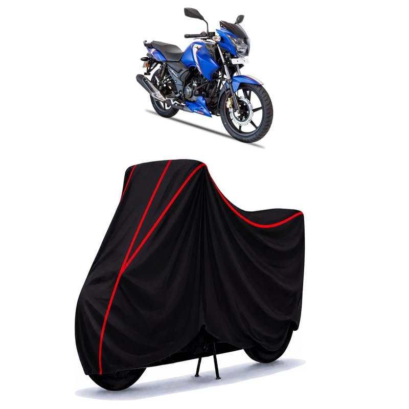 Image of TVS Apache RTR 160 2V Water Resistant Bike Cover for All Motorcycles & Rain | Heavy Duty Taffeta Fabric | UV Protection, Dustproof, Scratchproof | All Weather Two Wheeler Cover with Elastic Bottom