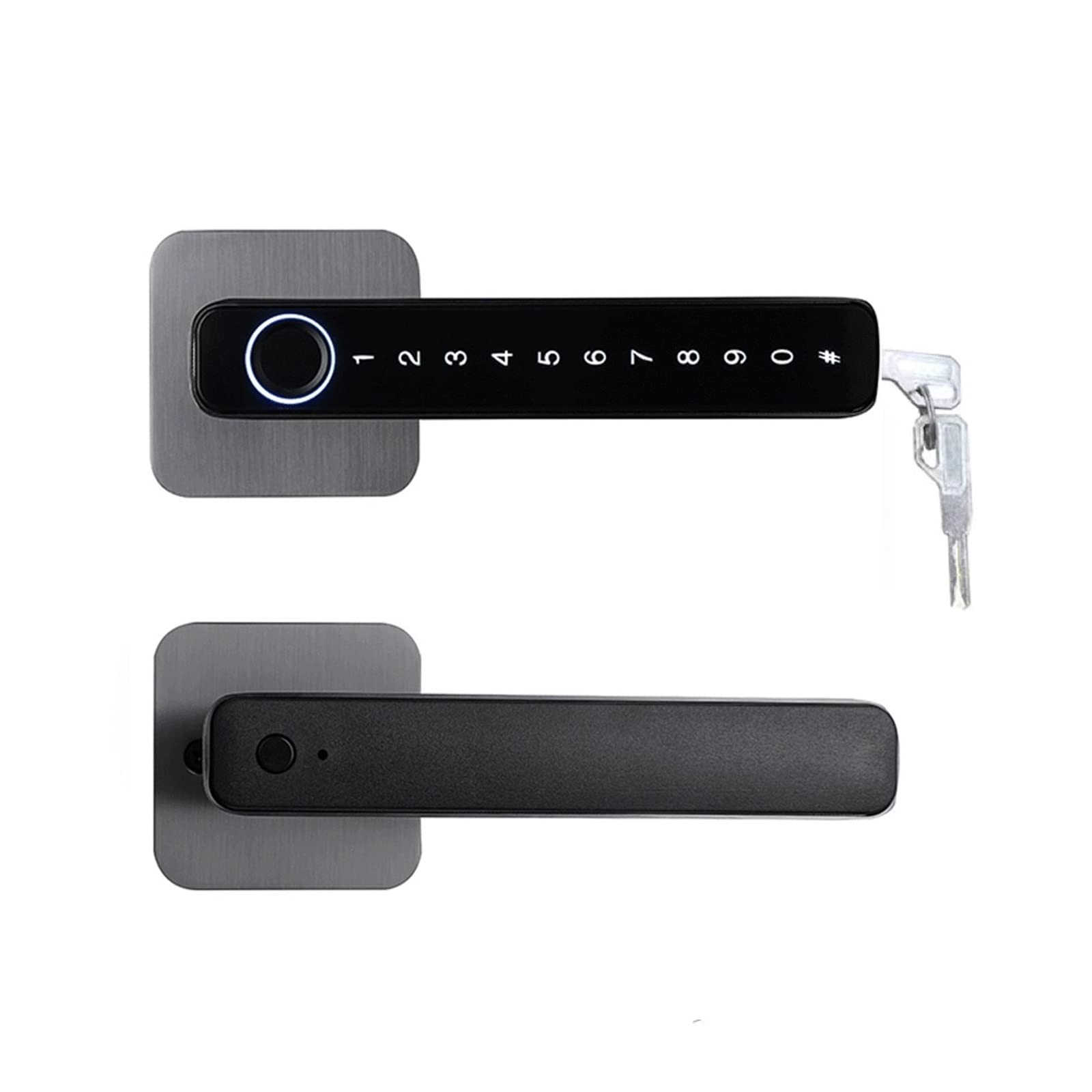 CVFRDD Smart Door Knob, Smart Door Handle Fingerprint Password Remotely Unlock Digital Lock Tuya App Keyless Entry For Doors Electronic Keyless Entry Door Handle(3301gun)