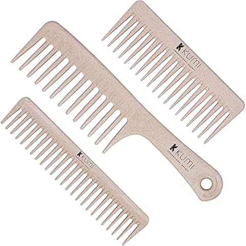 Kumi Eco-Friendly 3-Piece Wide Tooth Oatmeal Detangle & Styling Comb Set Cover