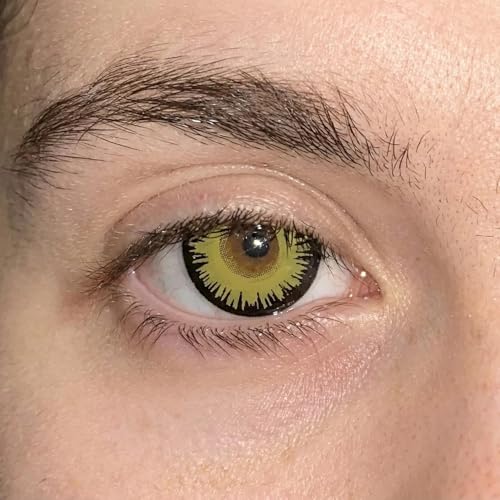#VerdientProvisionen<br>Farbige Gelbe Kontaktlinsen Anime Yellow Circle Lenses Heroes Of Cosplay Stark Deckend Ohne Stärke mit gratis Linsenbehälter