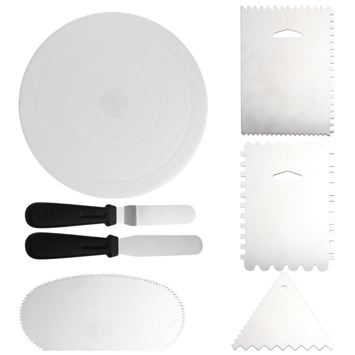 ibasenice Set Spatole per Decorazione Torta 7 Pezzi Plastica e Acciaio