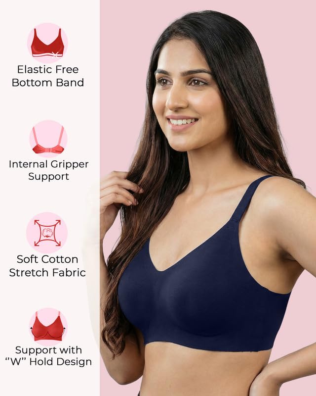 Image of Women's Cotton Padded Full Coverage Bonded Bra | Seamless T-Shirt Bra | Wire-Free | Breathable Cotton Fabric | Elastic-Free Bottom Band & Armholes | No Marks, No Digging | Pack of 1