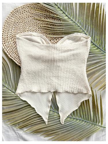 Girl's Twist Front Cropped Bandeau Top Split Sleeveless Strapless Summer Going Out Tube Tops2