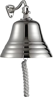 Assorted Collections Bar Home Pub Accessories Hand Doorbell - Wall Mounted Bar Doorbell Nautical Decorations - Unique Silver Bell with Loud and Crisp Sounds Ideal for Christmas, Pub (6 Inch)