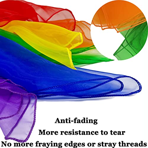 Dance Scarves for Kids 12 Pcs - Upgraded Play Scarves for Babies, Toddlers, Children - Movement Square Juggling Silk Music Dancing Scarf - Rhythm Band Pro (6 Colors, 24" x 24")3