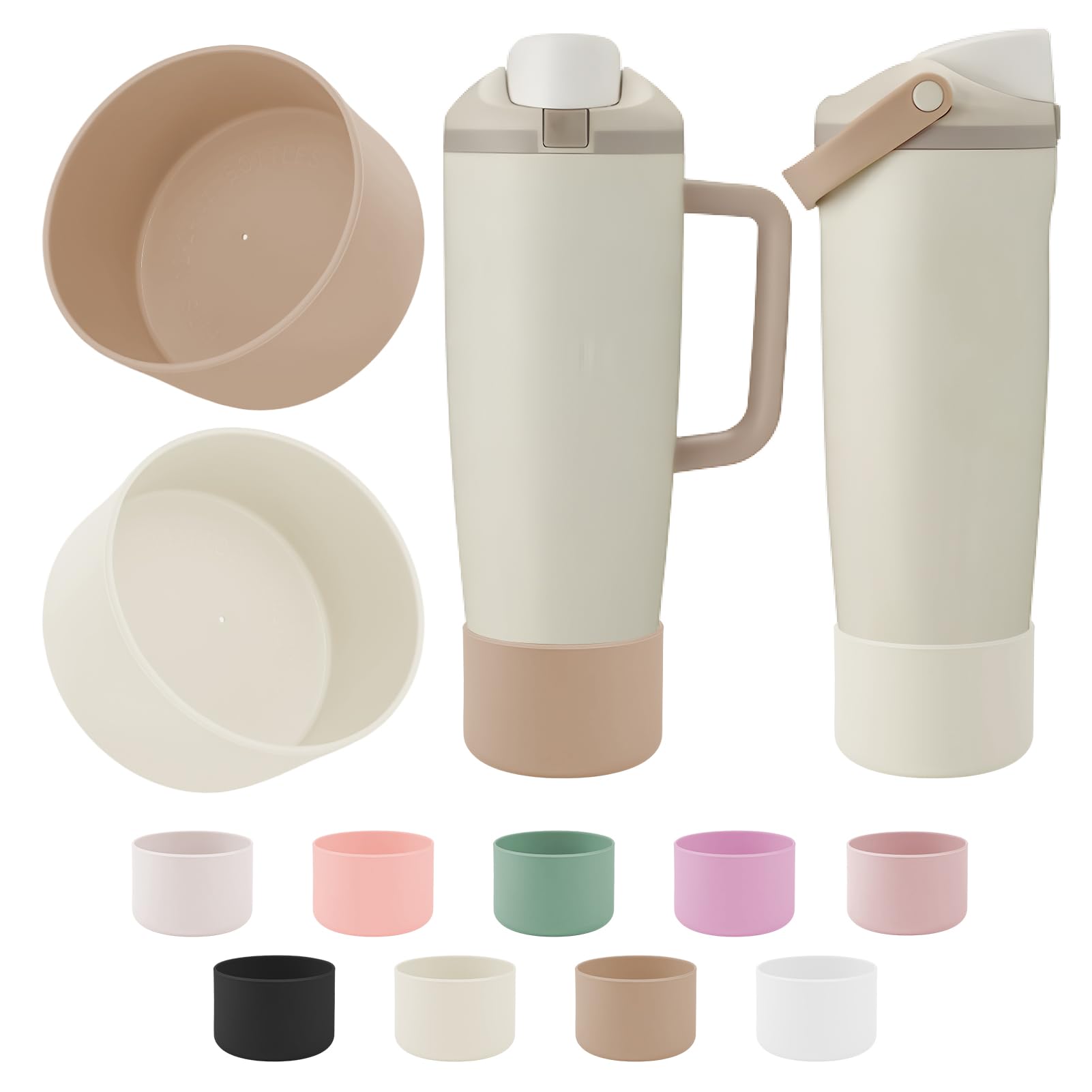 BKBY 2PCS Silicone Boot Compatible with Owala 30oz & 40oz FreeSip Sway Bottles & Tumblers, Protective Anti-Slip Bottom Cover Sleeve for Freesip Sway Tumbler (Peachy Keen) — image 1