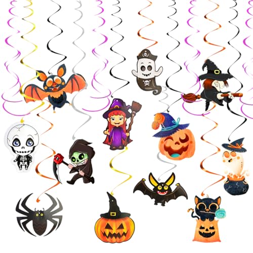 Halloween Party Decorations Hanging Swirl, 18 PCS Hanging Halloween Streamers Ceiling Decorations,...