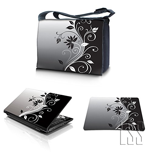 Maletín mensajero para laptop LSS 15-15.6" con skin y mouse pad gris miniatura 1