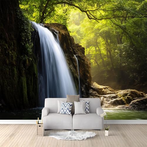 Genérico Fotomurales Decorativos Pared Naturaleza Bosque Cascada, Verde Fotomural Decorativo para el Hogar 150 x 105 cm (An x Al) – Ldeal para Salón Dormitorio Oficina y Pared de TV