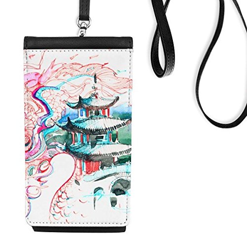 Bourse en cuir suspendu téléphone noir motif dragon chinois DIYthinker