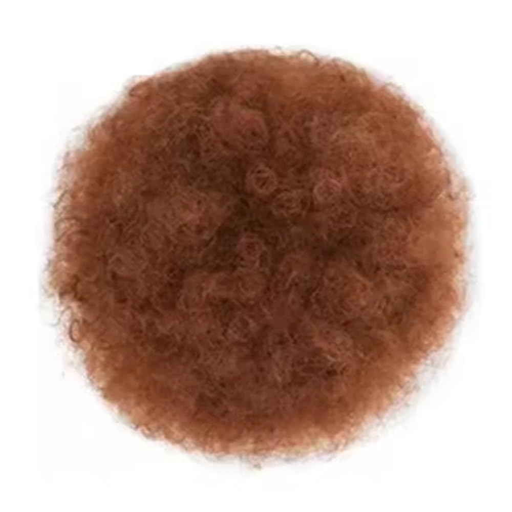 QRSTUVXZY Black Women Short Kinky Curly Synthetic Afros Puff Drawstring Ponytail Extension for Afro Bun Extension Hairpieces(Dark Orange)
