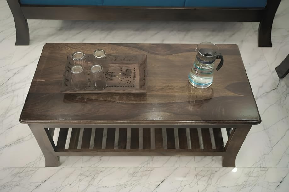 Image of WELLBORN Wooden Center Table /CoffeeTable /Sheesham Wood Tea Table for Living Room, Bed Room, Waiting Room, Hotels, Office, Restaurant, CAF (38xW20xH17.5 Inch)