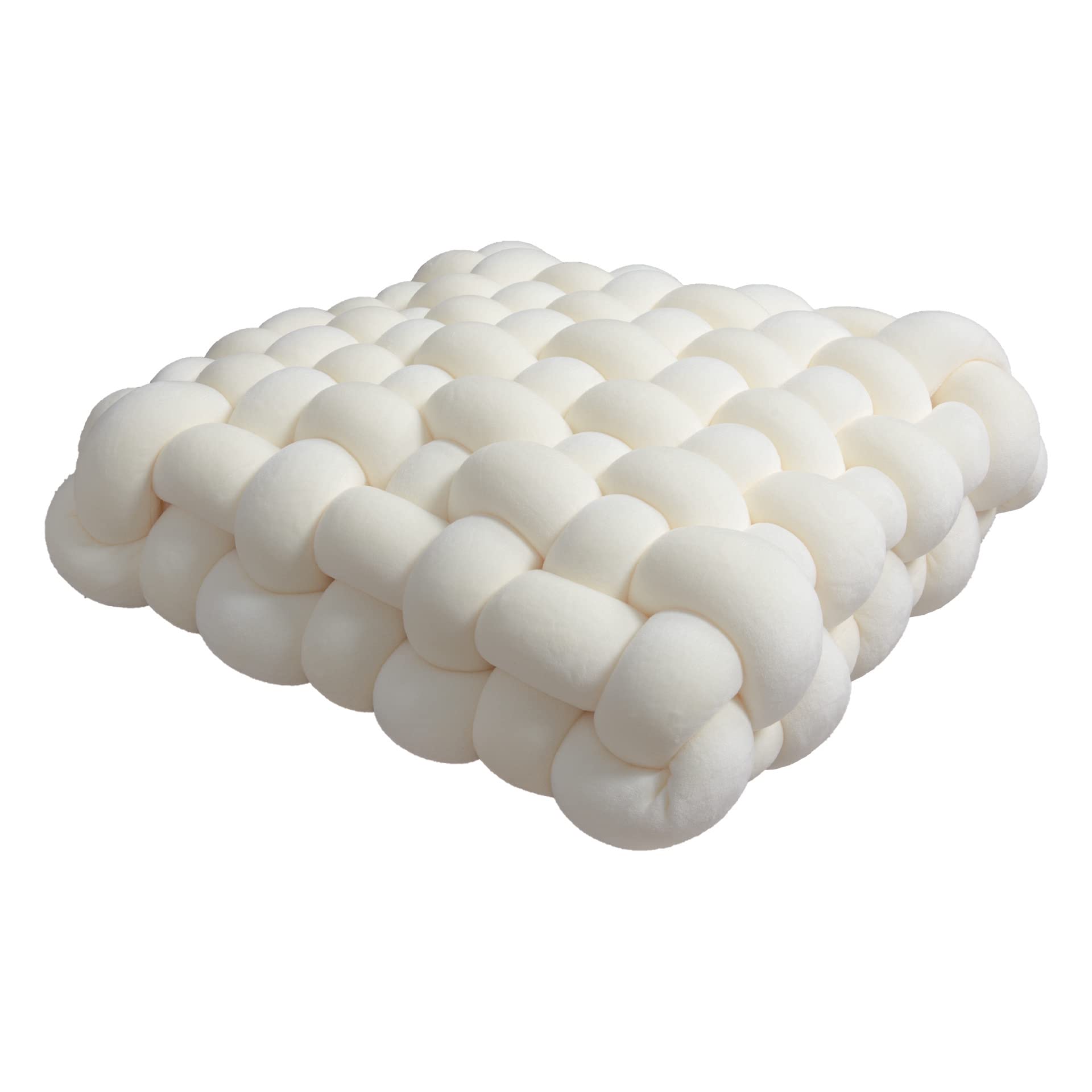 Coussin carré tissé 40x40 cm blanc laiteux pour dossier de chaise et canapé