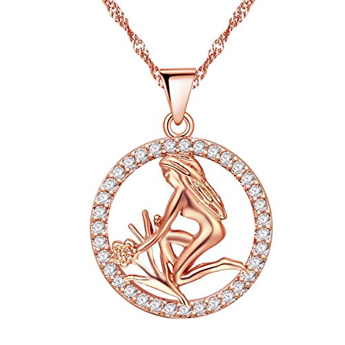 Collana Vergine - Collana Zodiaco - Collana Oroscopo - Collana Pendente Lettera Segno Zodiacale per Ragazze Donna - Regalo di Compleanno 18 - Personalizzato - Italia