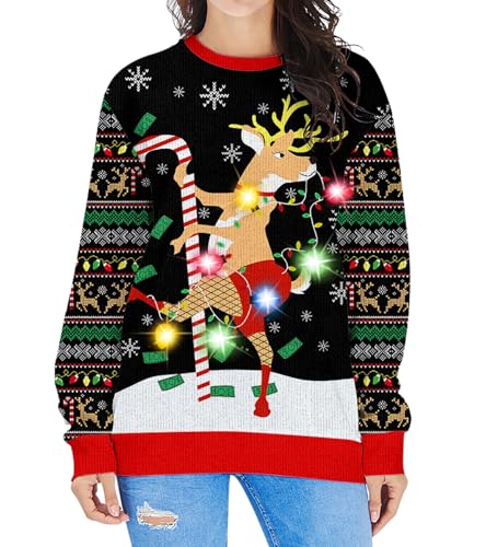 Fanient Women Ugly Christmas Sweater LED Light Up...