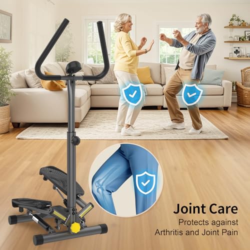 Image of ZIWWVY Stepper Machine with Resistance Bands, Mini Stepper with 300LBS Weight Capacity, Twist Stepper for Full Body Workout, Adjustable Step Height, Smooth and Quiet, Step Machine for Men Women