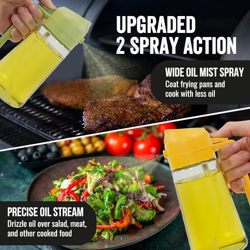 Image of Oil Sprayer Dispenser for Kitchen - 2 in 1 Spray Pour Olive Oil Dispenser Sprayer Bottle for Cooking Grilling Kitchen Salad Barbeque - Refillable Reusable Multifunctional Oiler 16oz (470ml)