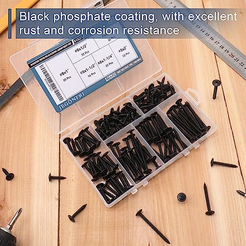 8 modified truss head black wood screws assortment kit 132 pcs phillips drive wood screws screws screws assortment screws set 6 sizes 12 34 1 1-14 1-12 2 black