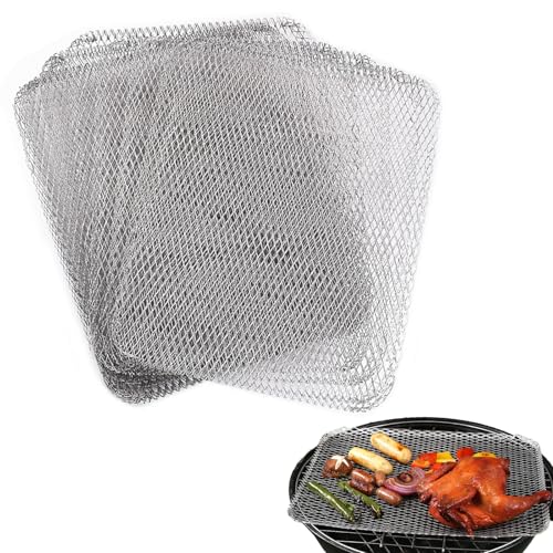 SagaSave Tappetino usa e getta in rete per barbecue, 10 pezzi, antiaderenti, in alluminio, per grigliare, cucinare, accessori per barbecue all'aperto